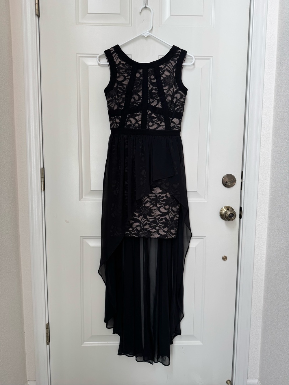 Morgan & Co. Black Lace High-Low Cocktail Dress